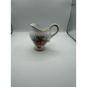 Vintage Royal Stuart Spencer Stevenson England Floral Creamer Gold Trim